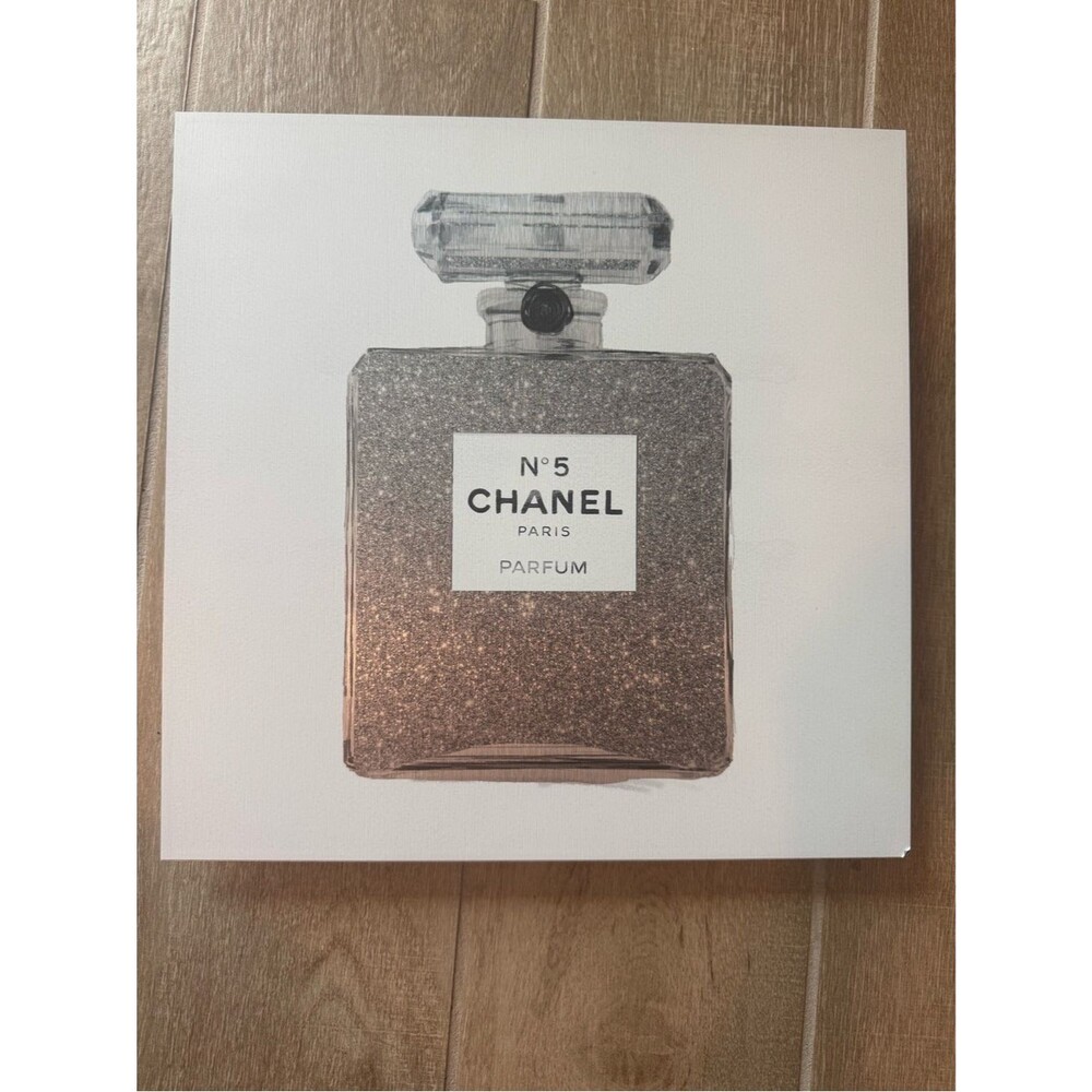 Oliver Gal Chanel No. 5 Glitter Bottle Art - Rose Gold and Silver
